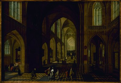 教会内部、1600年から1661年の間（木に油彩） 作： Pieter the Elder Neefs