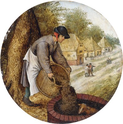 ことわざ-子牛が溺死した後、井戸を埋めるために、 作： Pieter Brueghel the Younger
