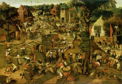 演劇のプレゼンテーションで公正 作： Pieter the Younger Brueghel