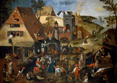 オランダのことわざ、1559年頃（パネルに油彩） 作： Pieter the Younger Brueghel