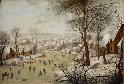 鳥わなのある冬の風景 - 鳥わなのある冬の風景、ブリューゲル、ピーター、ヤンガー (1564-1638) 作。 木材に油彩 作： Pieter the Younger Brueghel
