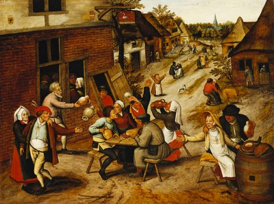 スワンインの外の農民の陽気な村、1630年 作： Pieter Brueghel the Younger