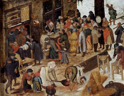 ダイムの支払いやデオンブルメントにはベツレヘムのディテールがあります。Pieter le Jeune dit Brueghel d