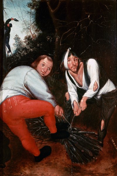 枝を結ぶ2人の農民（油彩・パネル 作： Pieter the Younger Brueghel