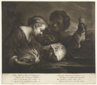 ウサギと 2 人の子供 作： Pieter van Bleeck