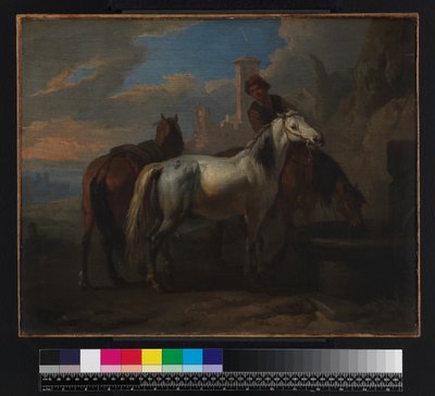1720年以前の、噴水で飲んだ馬 作： Pieter van Bloemen