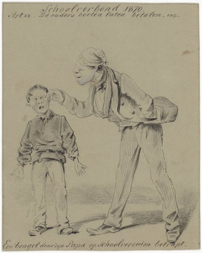 父と息子 学校を休んでパパに捕まえられた悪党 (オブジェクトのタイトル) 作： Pieter van Loon