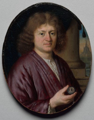 時計を持つ男の肖像 1665-70年頃 油彩・木 作： Pieter van Slingelandt