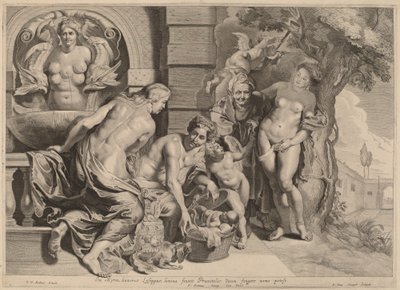 かごの中のエリクトニオス 作： Pieter van Sompel after Sir Peter Paul Rubens