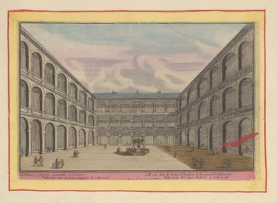 Escorial の修道院の 1 つの中庭の眺め 報告された Escurial の 7 つの修道院の 1 つ (オブジェクトのタイトル) Theatrum Hispaniae (...) (シリーズタイトル) 作： Pieter van den Berge
