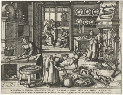 マルタとマリアの家のキリスト 作： Pieter van der Borcht (I)