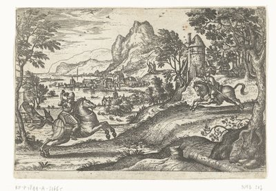 二人の騎手のいる風景。 作： Pieter van der Borcht (I)