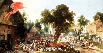 村の通りで祭日を祝う農民たち 作： Pieter van der Hulst