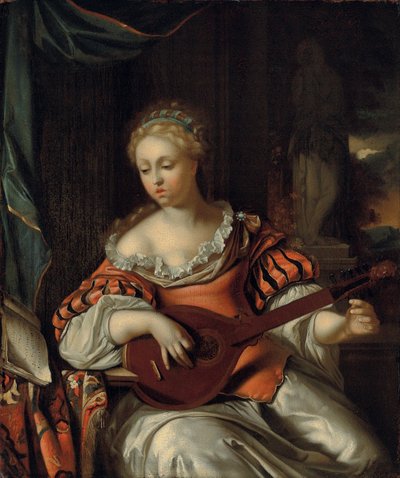 ポルティコでリュートを弾く女性 作： Pieter van der Werff