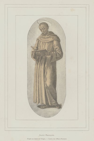 アッシジの聖フランシスコ（リトグラフ 作： Pietro (after) Perugino