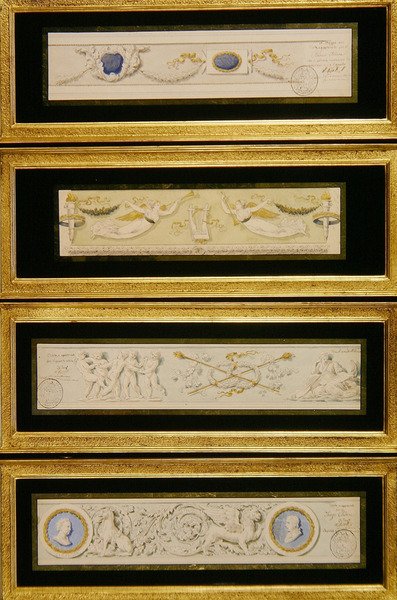フリーズのための4つのデザイン 1823年頃（紙に水彩、インク＆ウォッシュ） 作： Pietro (attr. to) Ghinelli