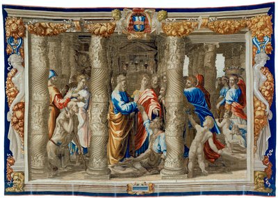 クリップルの癒しを描いた17世紀のタペストリー 作： Pietro 1579 1669 Fevère
