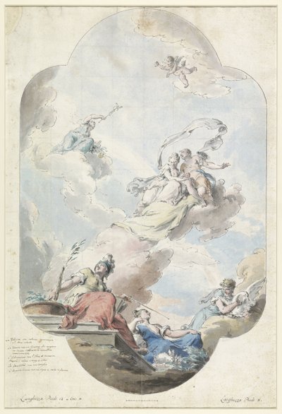 結婚式のアレゴリーを描いた天井画のデザイン 作： Pietro Antonio III Novelli