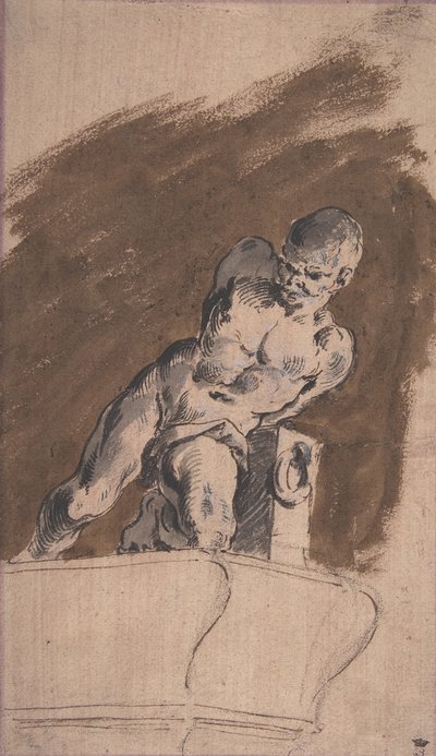 鎖につながれた裸の囚人、ピエトロ・タッカの後、1729-1804年。 作： Pietro Antonio Novelli