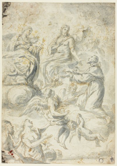 トレンティーノの聖ニコラス、虚無の魂のためにキリストと聖母に取り次ぐ 作： Pietro Antonio Novelli