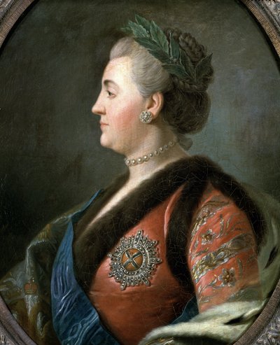 ロシアの女帝エカテリーナ2世の肖像（絵画 作： Pietro Antonio Rotari