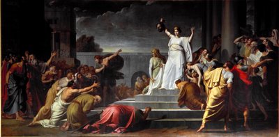 ユディトはホロフェルネの首を民衆に見せる ピエトロ・ベンヴェヌーティ（1769-1844）の絵画 1796年 日。417x821 cm ナポリ、カポディモンテ美術館 作： Pietro Benvenuti
