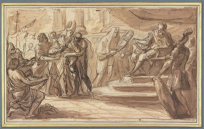 司教はローマ皇帝の前に連れて来られます 作： Pietro Bianchi