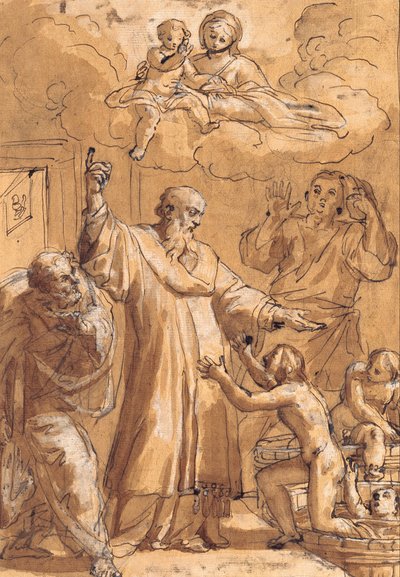 バリの聖ニコラスが3人の子供を目覚めさせる 作： Pietro De’ Pietri