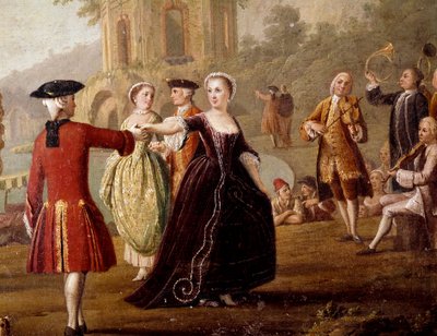 ナポリの高貴な踊りと宴の風景 公園の踊り子たち。ピエトロ・ファブリス（1763年から1776年に活動）の絵画。18世紀 ナポリ、サンマルティーノ国立博物館 作： Pietro Fabris