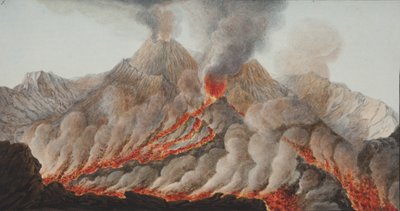 カンピフレグレイからのプレートX：ウィリアムハミルトンによる2つのシチリアの火山の観察、1776年（紙のトイレ） 作： Pietro Fabris