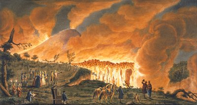 1771年5月11日にシチリアの陛下を護衛するハミルトンのビュー。ヴェスヴィオ火山の大噴火からの溶岩流を観察するために &39;カンピフレグレイのプレート38：thの火山の観察 作： Pietro Fabris