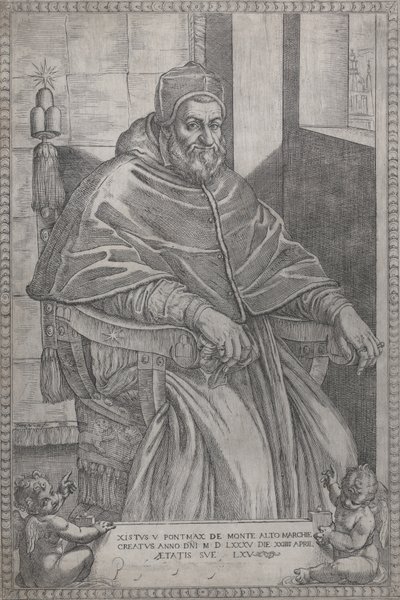 教皇シクストゥス 5 世の肖像、1585 年。 作： Pietro Facchetti