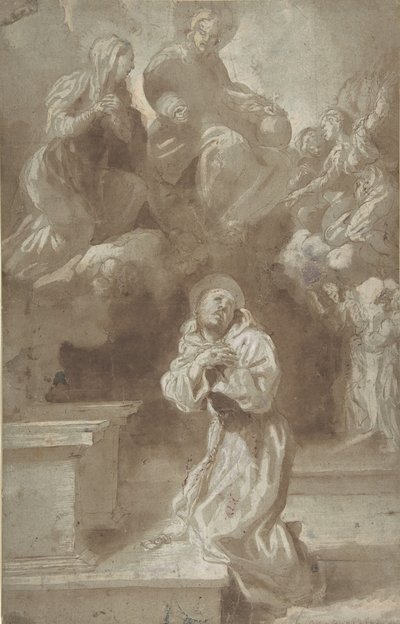 聖フランシスに現れるキリストと聖母、1562-1602。 作： Pietro Faccini