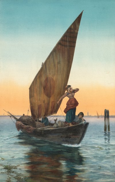 大運河、ベニス、19 世紀後半から 20 世紀初頭。 作： Pietro Gabrini