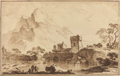 遠くの山々に対する要塞橋 作： Pietro Giacomo Palmieri