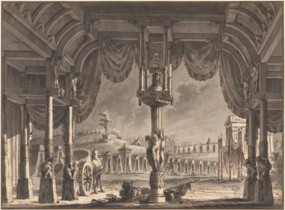 夜の古代ローマの野営地の舞台デザイン (直訳) 作： Pietro Gonzaga