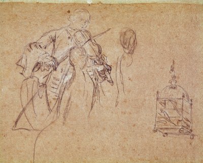 ヴァイオリン奏者 Pietro Longhi (1702-1785) によるドローイング Venice, Musee Correr 作： Pietro Longhi