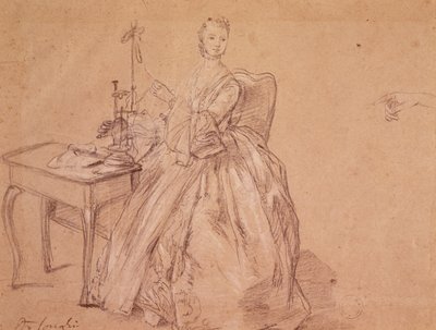 回転する女性（紙にクレヨンと白いチョーク） 作： Pietro Longhi