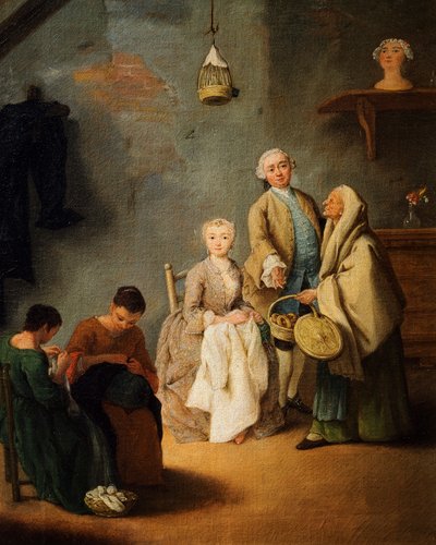 ピエトロ・ロンギ（1701-1785）による刺繍のワークショップ 作： Pietro Longhi