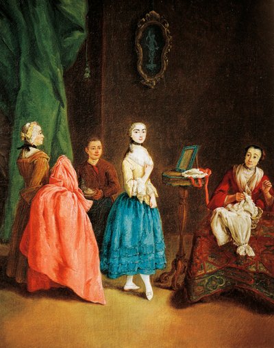 ピエトロ・ロンギ（1701-1785）作「ドレスメーカーの女性 作： Pietro Longhi
