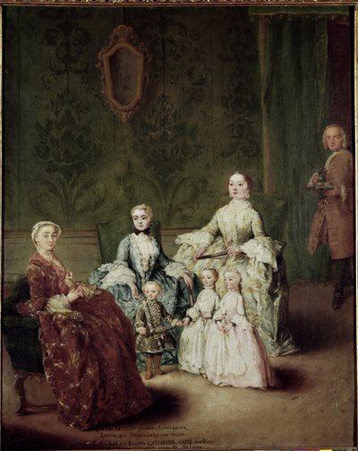 サグレド家の肖像。ピエトロ・ロンギ（1702-1785）による絵画 作： Pietro Longhi