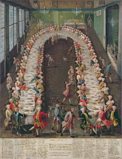 1755年9月9日、ゲストのケルン大管長、ケルンテン大管長を称えたカーサナニでの宴会 作： Pietro Longhi
