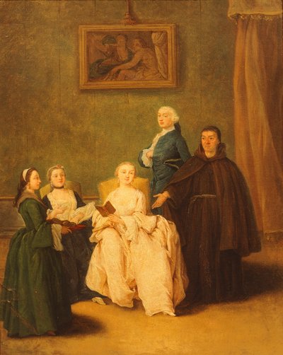 ピエトロ・ロンギ（1701-1785）の「修道士の訪問」。 作： Pietro Longhi