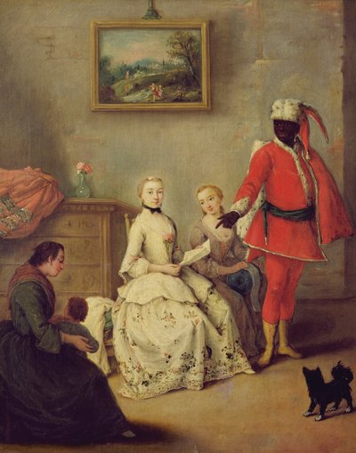 ムーアの手紙、1750年頃（キャンバスに油彩）（修復後） 作： Pietro Longhi