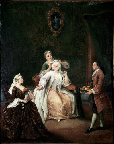 理髪師（The hairdresser） ピエトロ・ロンギ（1702-1785）の絵画 1760年 約Dim 62x50 cm ヴェネツィア、カ