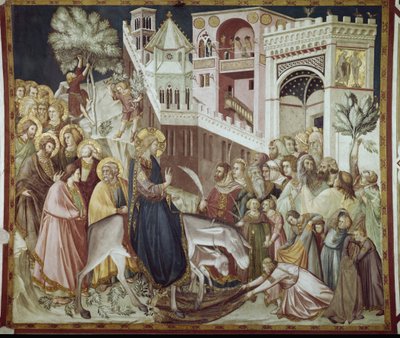 キリストのエルサレム入城 - ピエトロ・ロレンツェッティ（1280-1348）のフレスコ画 作： Pietro Lorenzetti