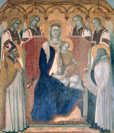 ピエトロ・ロレンツェッティ（1280年頃～1348年頃）作「聖母子と聖人と天使」木地にテンペラ 作： Pietro Lorenzetti