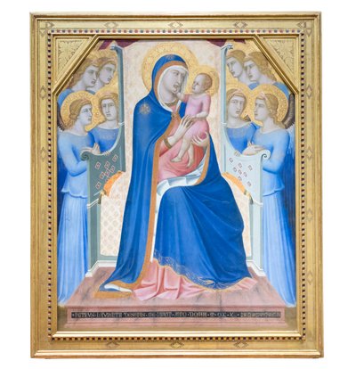Madonna and Child entronizado com oito anjos 作： Pietro Lorenzetti