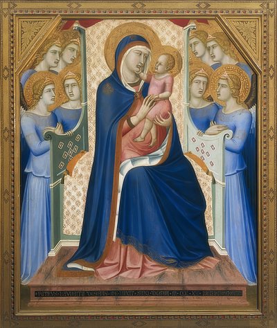 天使に囲まれたマドンナ。 1340年頃 作： Pietro Lorenzetti