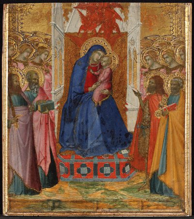 Maria auf dem Thron mit dem Kind, anbetende Engel und Heilige Paulus, Johannes der Evangelist, Johannes der Täufer und Petrus 作： ピエトロ・ロレンツェッティ